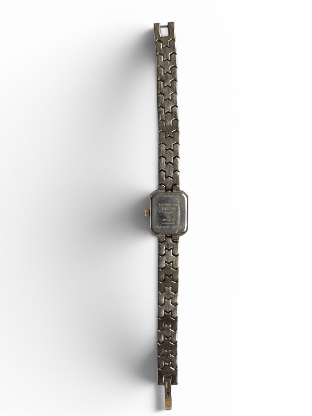 Vintage Elgin Two Tone Gold & Silver Square Face Ladies Watch Pearl Face - Picture 3 of 7